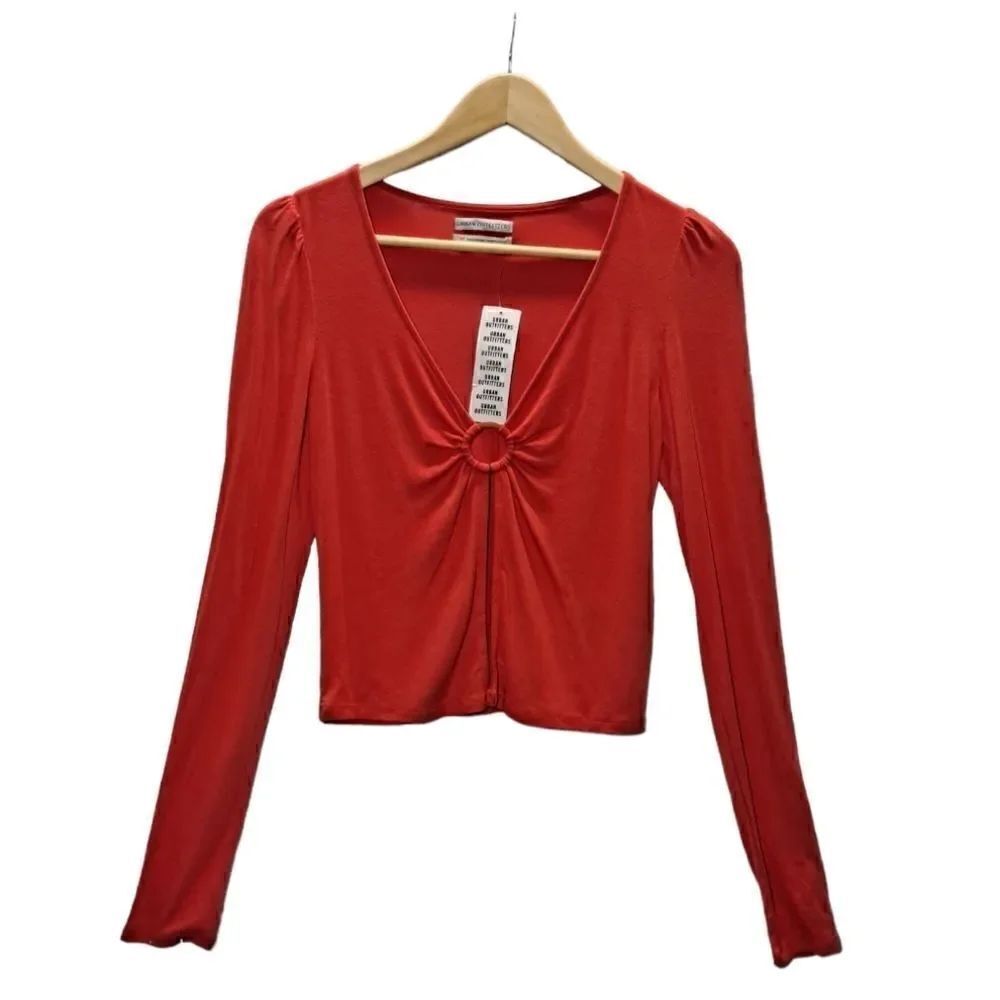 Urban Outfitters Long Sleeve Cropped Top Orange Small